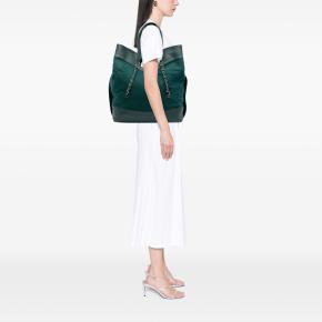 Chanel Extra Large Stitched Wool and Calfskin 31 Shopping BagChanel Green 6