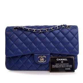 Chanel Blue Medium Classic Lambskin Double Flap 15