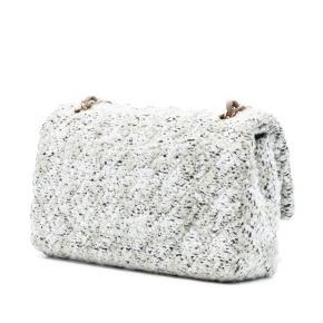 Chanel White Tweed Medium Classic Double Flap 2