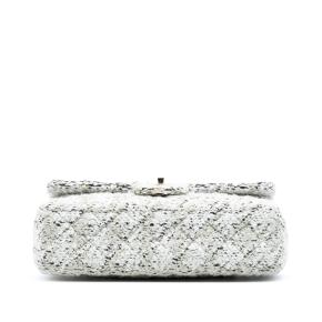 Chanel White Tweed Medium Classic Double Flap 3