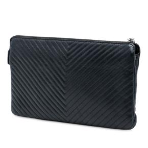 Chanel Black Chevron Caviar Zip Clutch 3