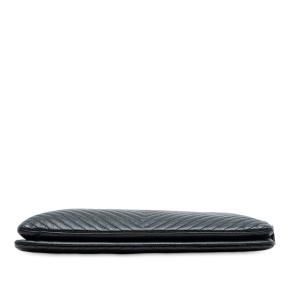 Chanel Black Chevron Caviar Zip Clutch 4