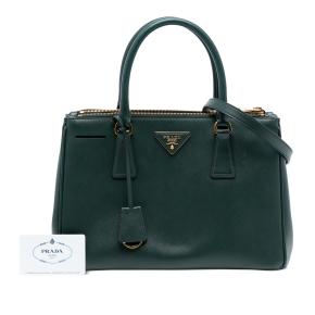 Prada Dark Green Medium Saffiano Lux Galleria Double Zip Satchel 7