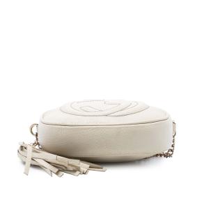 Gucci White Mini Pebbled Calfskin Soho Chain Crossbody 3