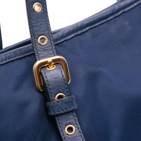 Prada Blue Saffiano Trimmed Tessuto Tote 9