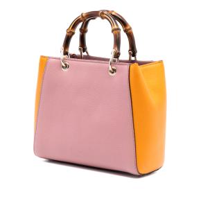 Gucci Pink Mini Bicolor Calfskin Bamboo Shopper Satchel 2