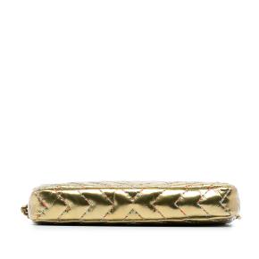 Chanel Gold  Chevron Metallic Lambskin Double Zip Wallet on Chain 3