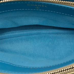 Chanel Gold  Chevron Metallic Lambskin Double Zip Wallet on Chain 4