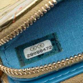 Chanel Gold  Chevron Metallic Lambskin Double Zip Wallet on Chain 6
