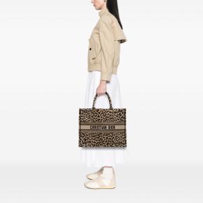 Dior Large Embroidered Canvas Leopard Mizza Book Tote 11