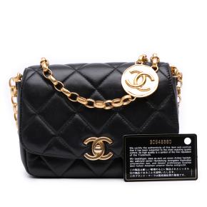 Chanel Black Small Quilted Lambskin CC Coin Flap 13