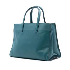 Prada Blue Green Saffiano Soft Triple Pocket Tote 2