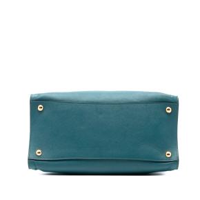 Prada Blue Green Saffiano Soft Triple Pocket Tote 3