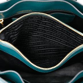 Prada Blue Green Saffiano Soft Triple Pocket Tote 4