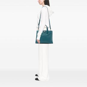 Prada Blue Green Saffiano Soft Triple Pocket Tote 6