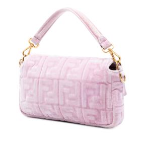 Fendi Pink Zucca Embossed Velvet Baguette Satchel 2