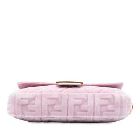 Fendi Pink Zucca Embossed Velvet Baguette Satchel 3
