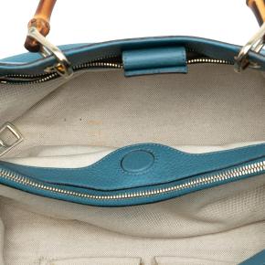 Gucci Blue Medium Calfskin Bamboo Shopper Satchel 4