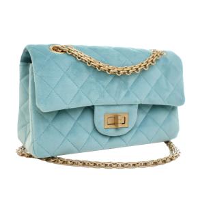 Chanel Blue Quilted Velvet Reissue 2.55 Single Flap 224 2