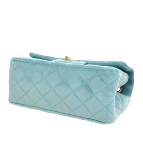 Chanel Blue Quilted Velvet Reissue 2.55 Single Flap 224 5