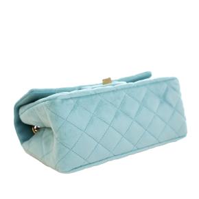 Chanel Blue Quilted Velvet Reissue 2.55 Single Flap 224 6
