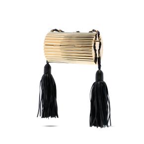 Saint Laurent Gold Ribbed Acrylic Lambskin Fringe Monogram Opium Box Bag 2