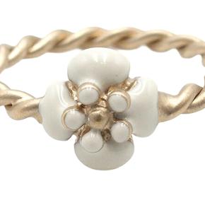 Chanel Gold Plated Camellia Chain Ring Size 8 4