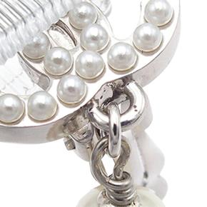 Chanel CC Silver Plated Faux Pearl Drop Clip On Earrings 5