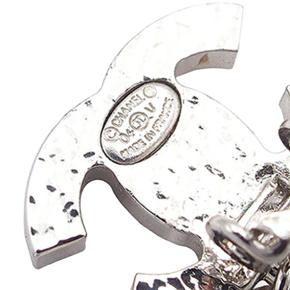 Chanel CC Silver Plated Faux Pearl Drop Clip On Earrings 6