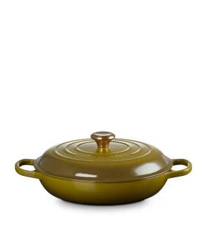 Shallow 30cm Cast Iron Casserole Dish Olive 2