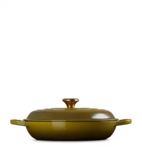 Shallow 30cm Cast Iron Casserole Dish Olive 3