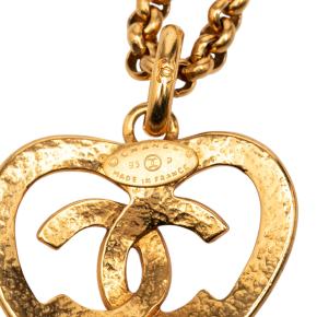 Chanel CC Gold Plated Heart Pendant Necklace 3