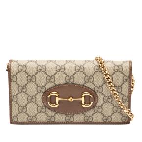 Gucci Beige GG Supreme Horsebit 1955 Wallet On Chain 2