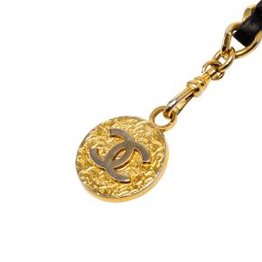 Chanel Black Leather Woven Gold Plated CC Medallion Chain Belt 3