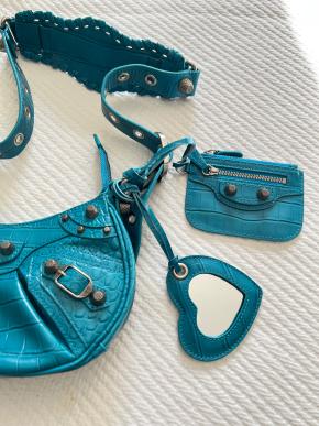 Balenciaga Blue Le Cagole Mock Croc XS  bag 4