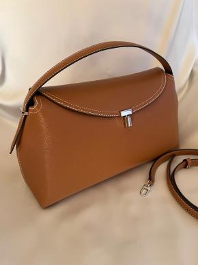 Totême T-Lock Tan Grained Leather Bag 6