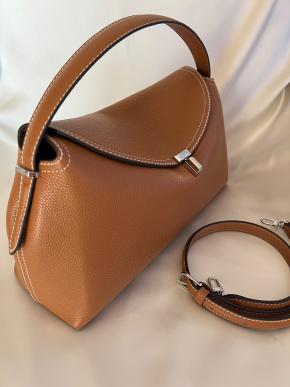 Totême T-Lock Tan Grained Leather Bag 8