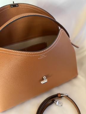 Totême T-Lock Tan Grained Leather Bag 4