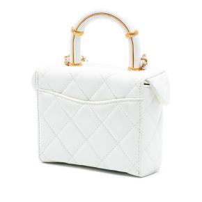 Chanel White Mini CC Quilted Lambskin Vanity Top Handle Cosmetic Case 2