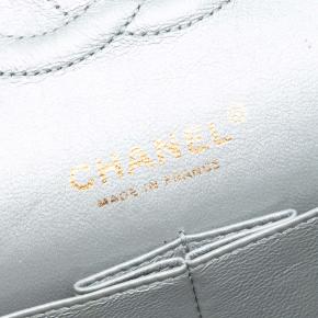 Chanel Silver Medium Classic Iridescent Lambskin Double Flap 5