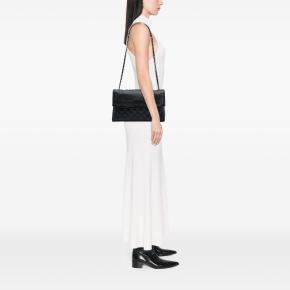 Chanel Black Quilted Calfskin Hamptons Foldover Flap 7