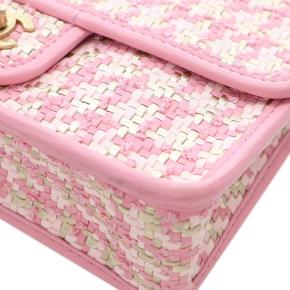Chanel Pink Small Woven Lambskin and Viscose Single Flap 10