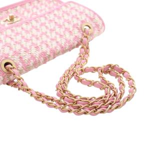 Chanel Pink Small Woven Lambskin and Viscose Single Flap 13