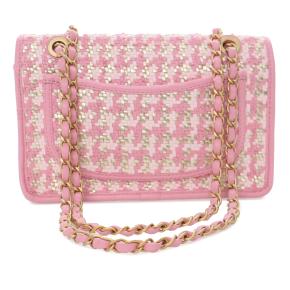 Chanel Pink Small Woven Lambskin and Viscose Single Flap 3