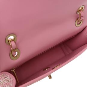 Chanel Pink Small Woven Lambskin and Viscose Single Flap 5