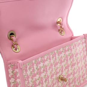 Chanel Pink Small Woven Lambskin and Viscose Single Flap 7
