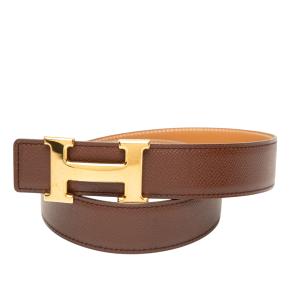 Hermes Brown Epsom and Box Calf Constance H Reversible Belt 80 2