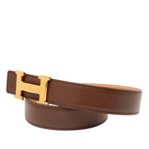 Hermes Brown Epsom and Box Calf Constance H Reversible Belt 80 3