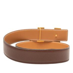 Hermes Brown Epsom and Box Calf Constance H Reversible Belt 80 4