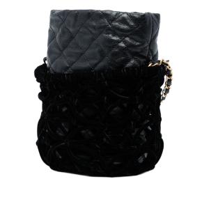 Chanel Black Braided Velvet Goatskin Drawstring Bucket 2